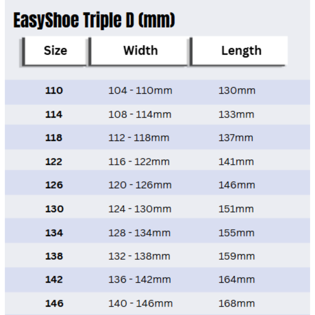 EasyShoe Triple D Size Chart