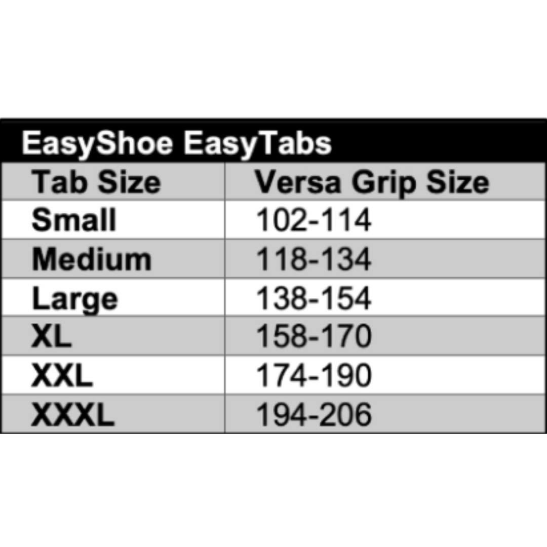 EasyShoe EasyTabs Size Chart