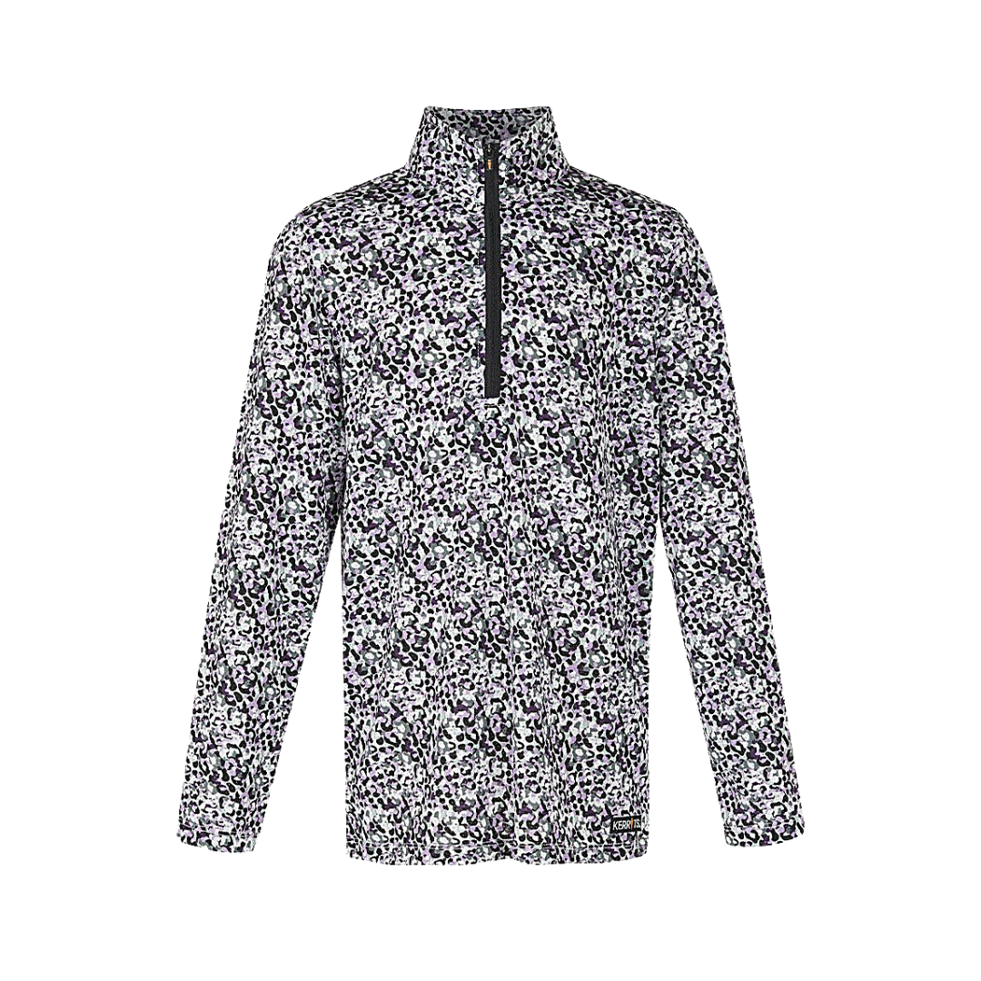 Kerrits Kids Cool Ride Ice Fil Long Sleeve Riding Shirt in Juniper Field Print Front View