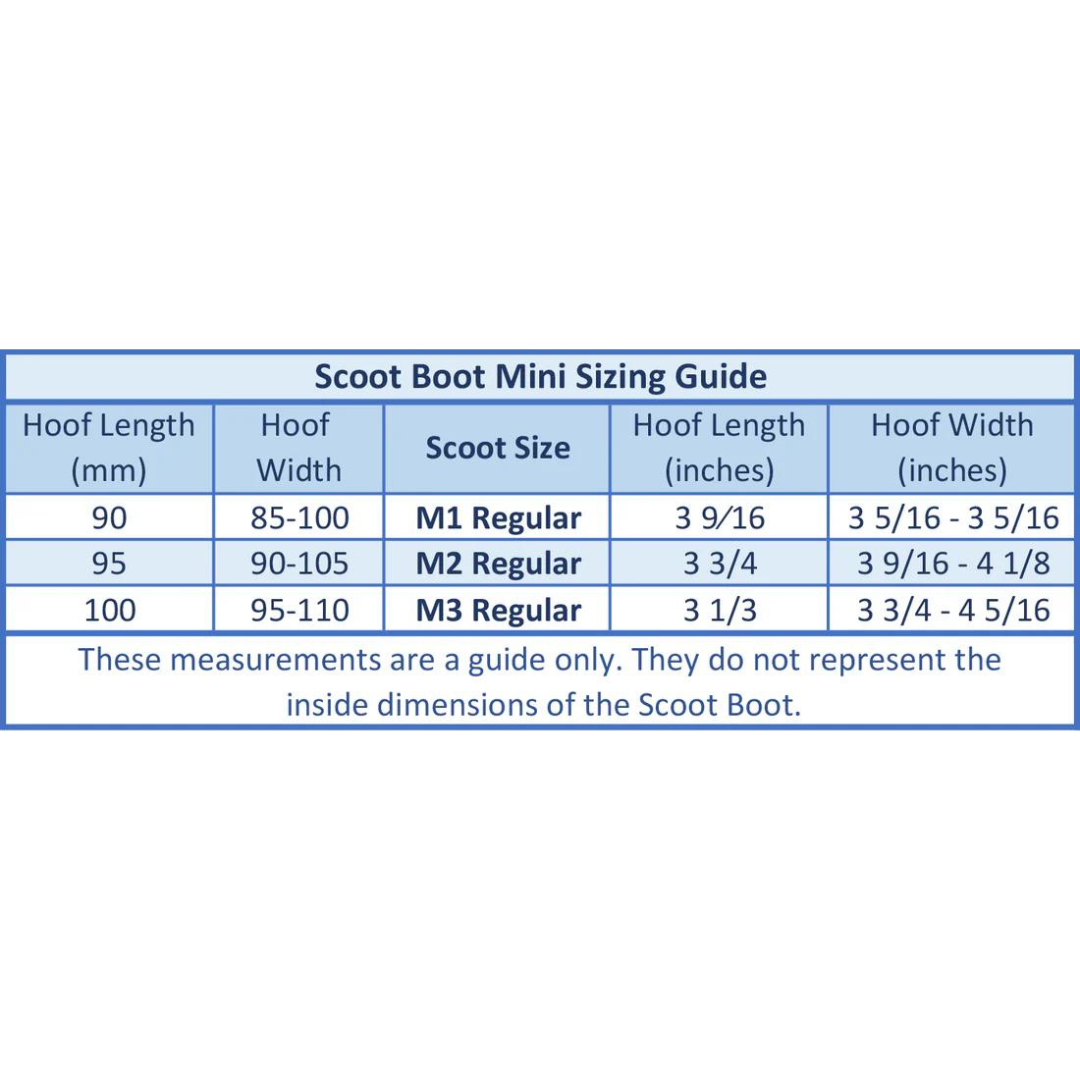 Scoot Boot Mini Sizing Shells Size Chart