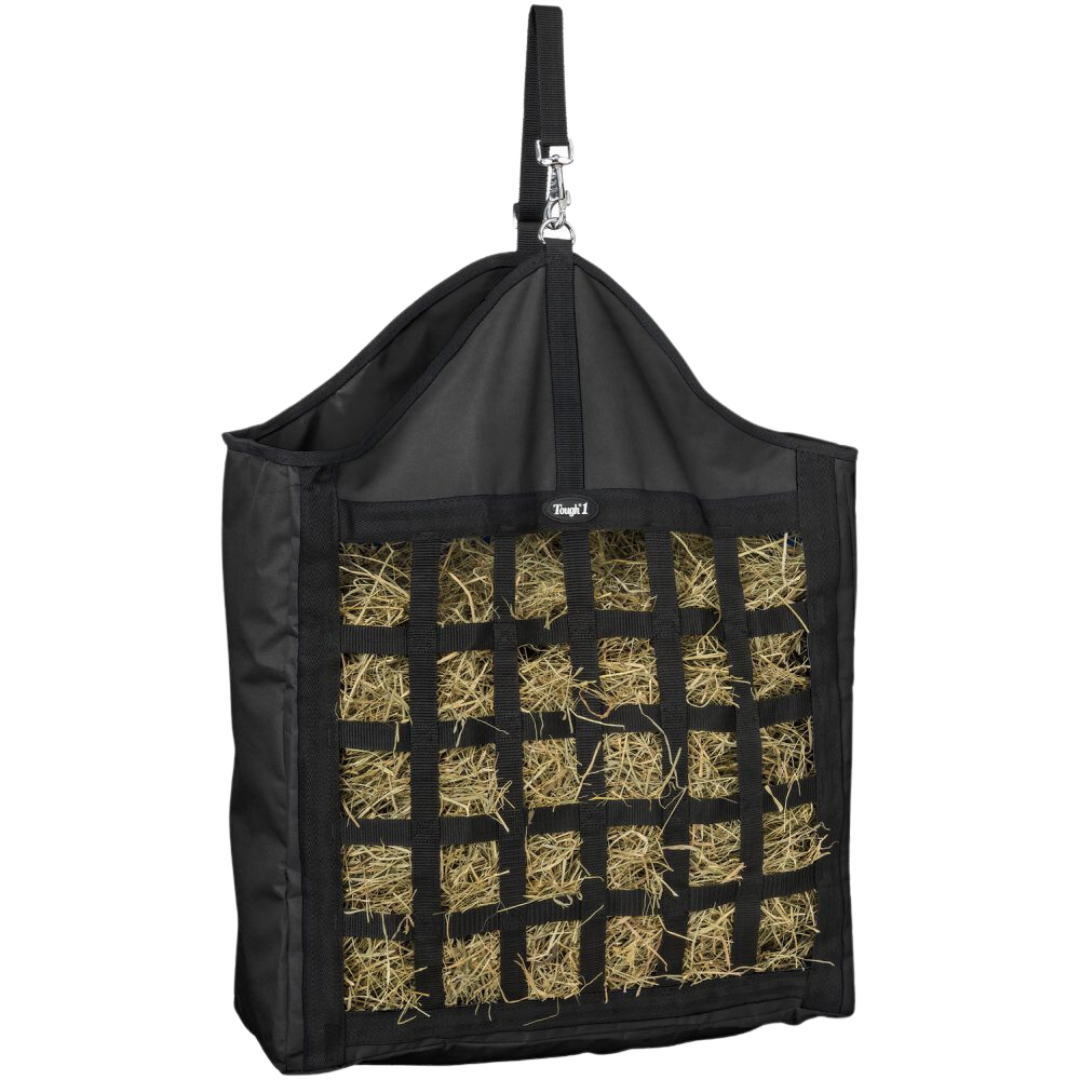 Tough1 Nylon Hay Tote with Web Front in Black Front View