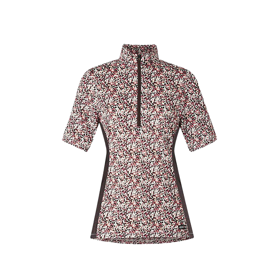 Kerrits Cool Ride Ice Fil Short Sleeve Shirt in Rose Field Print Front View