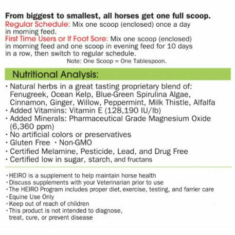 Heiro for Horses - for Insulin Directions & Nutritional Information