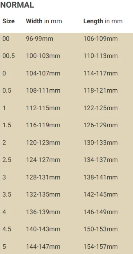 EasyBoot Back Country Size Chart