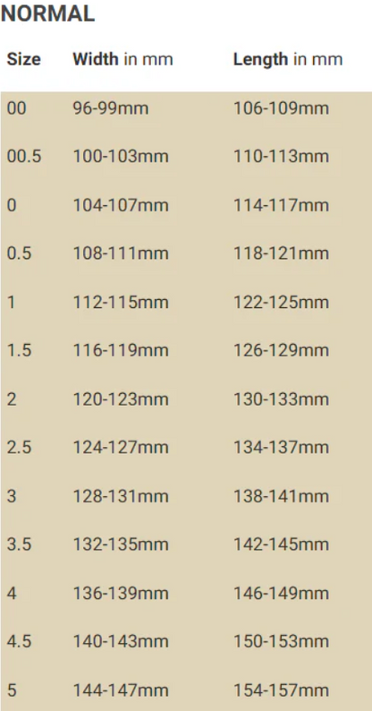 EasyBoot Back Country Size Chart