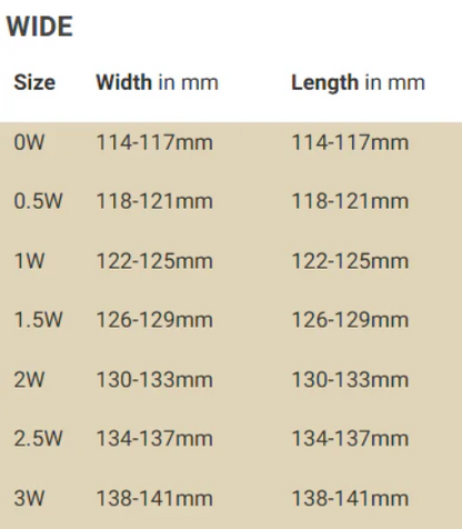 EasyBoot Back Country Wide Size Chart