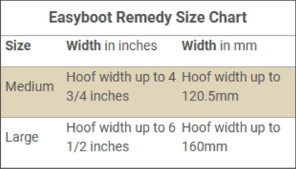 EasyBoot Remedy Size Chart