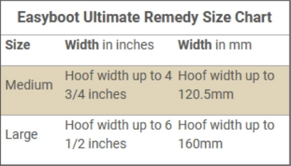 EasyBoot Ultimate Remedy Size Chart