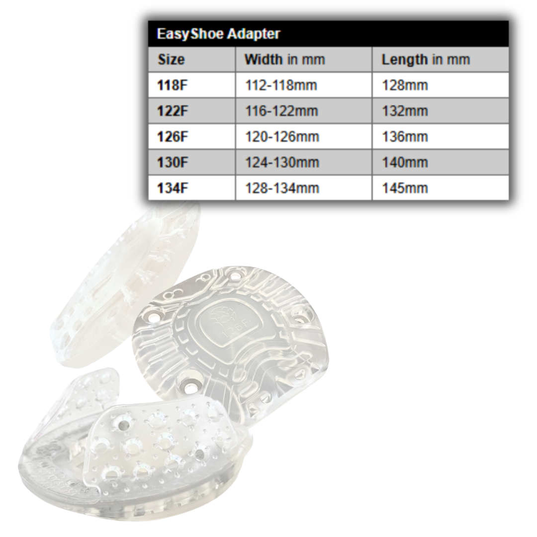 EasyShoe Adapter Roller and Size Chart