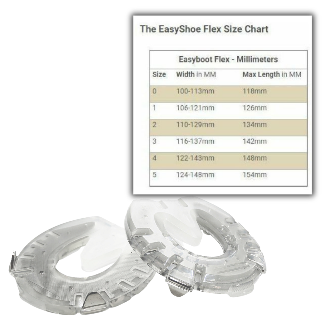 EasyShoe Flex Heart Bar with Side Clips and Size Chart