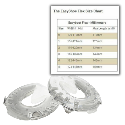 EasyShoe Flex Heart Bar with Side Clips and Size Chart