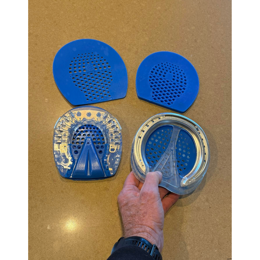 EasyShoe Mesh Pad Displayed In and out of a Pair of EasyShoes