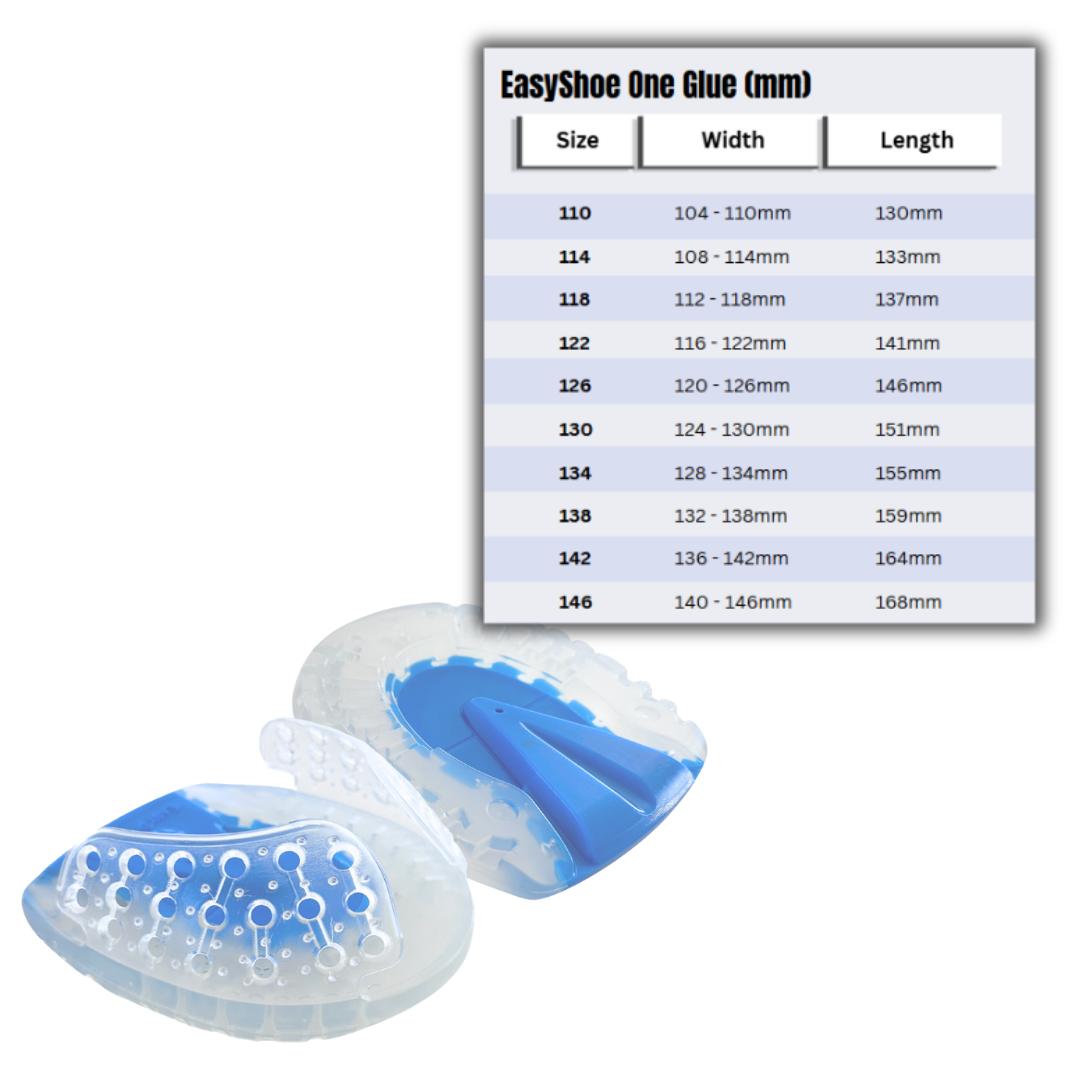 EasyShoe One Glue and Size Chart