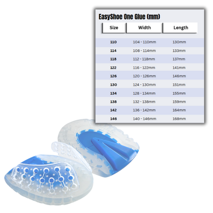 EasyShoe One Glue and Size Chart