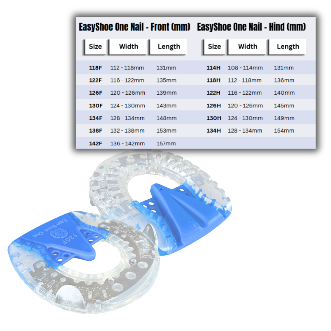 EasyShoe One Nail and Size Chart