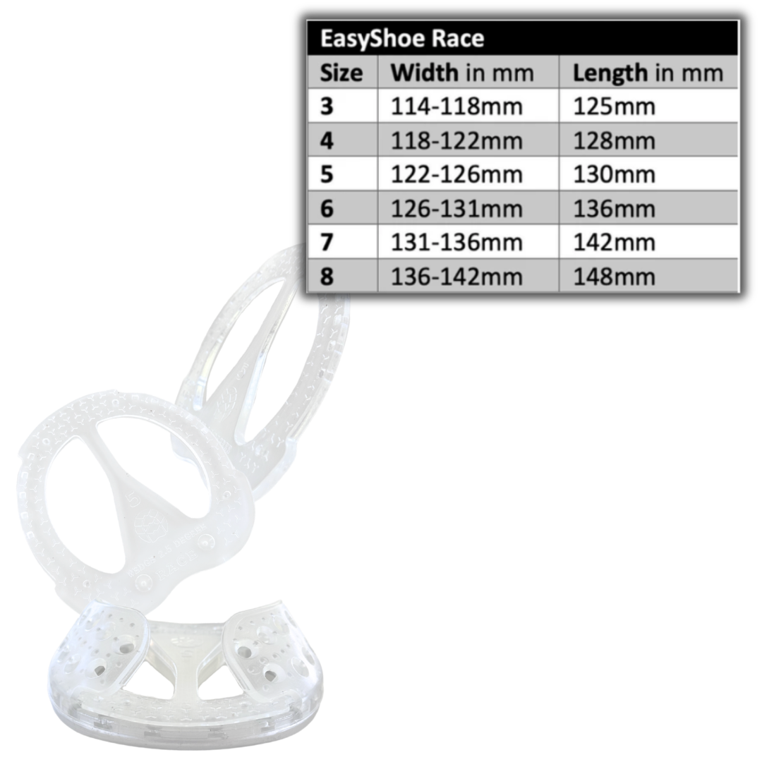 EasyShoe Race Wedge and Size Chart