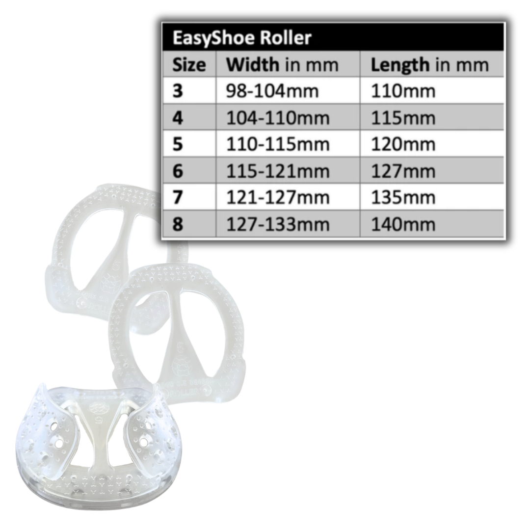 EasyShoe Roller Wedge and Size Chart