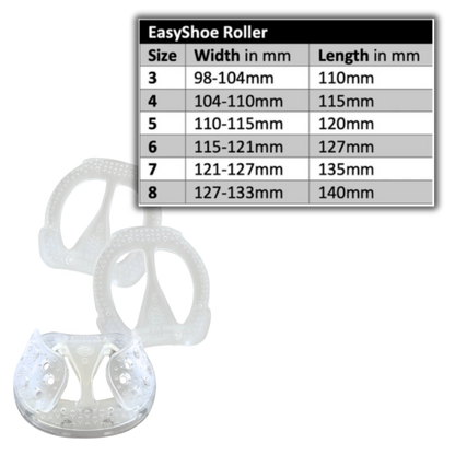 EasyShoe Roller Wedge and Size Chart
