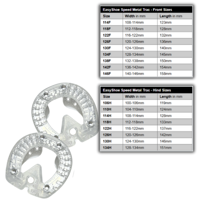 EasyShoe Speed Metal Trac and Size Chart
