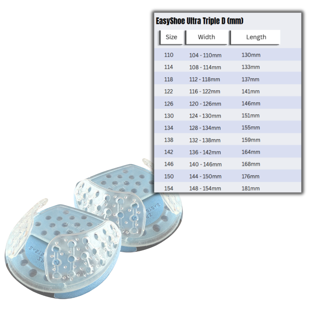 EasyShoe Ultra Triple D with Size Chart