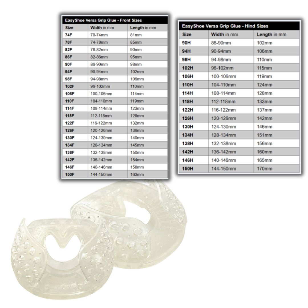 EasyShoe Versa Grip Glue and Size Chart