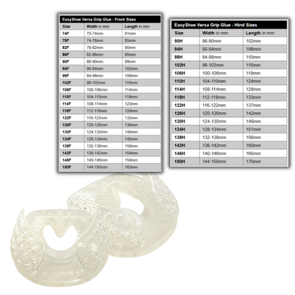 EasyShoe Versa Grip Glue and Size Chart
