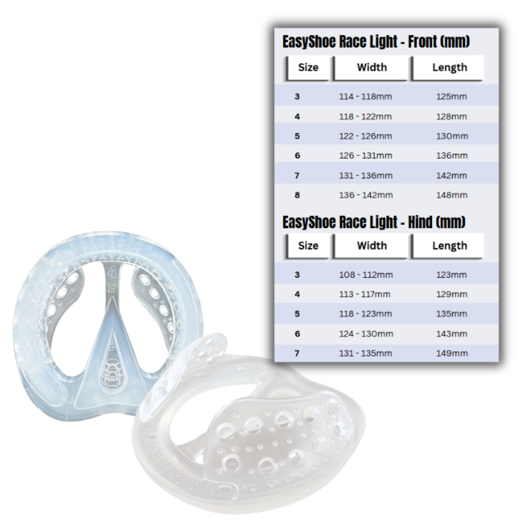 EasyShoe Race Light and Size Chart