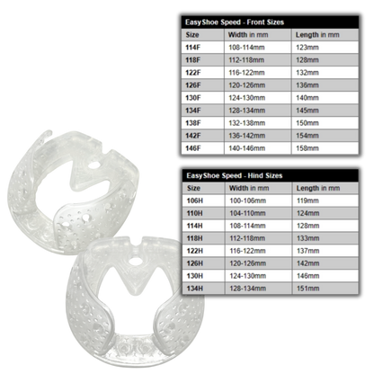 EasyShoe Speed and Size Chart