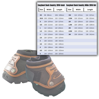 Easyboot Back Country 2016 Boots and Size Charts