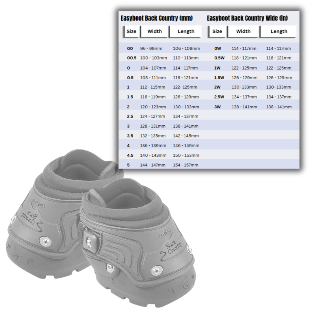 Easyboot Back Country Boots and Size Charts