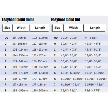 Easyboot Cloud Size Chart