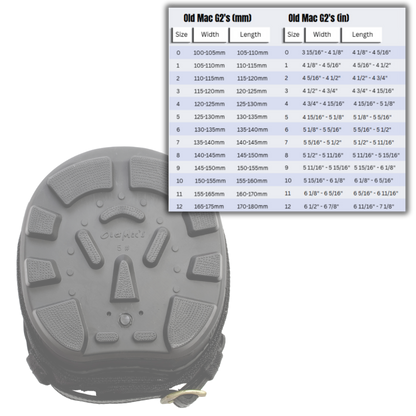 Easyboot Old Mac G2's Tread and Size Chart