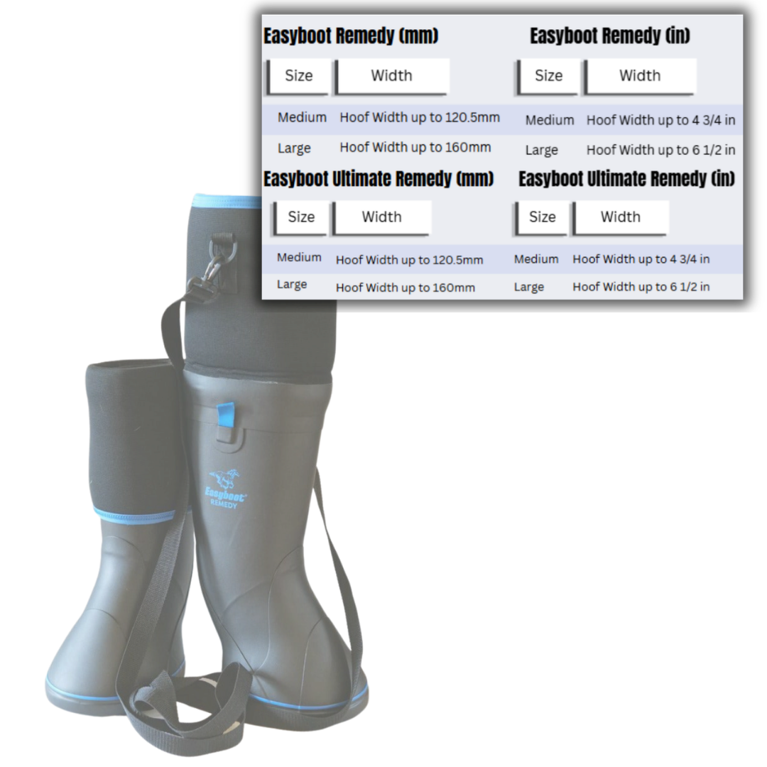 Easyboot Remedy and Ultimate Remedy Boots and Size Chart
