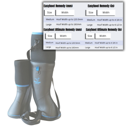 Easyboot Remedy and Ultimate Remedy Boots and Size Chart