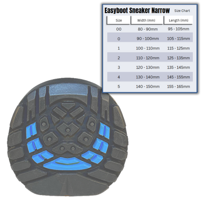 Easyboot Sneaker Narrow Tread and Size Chart