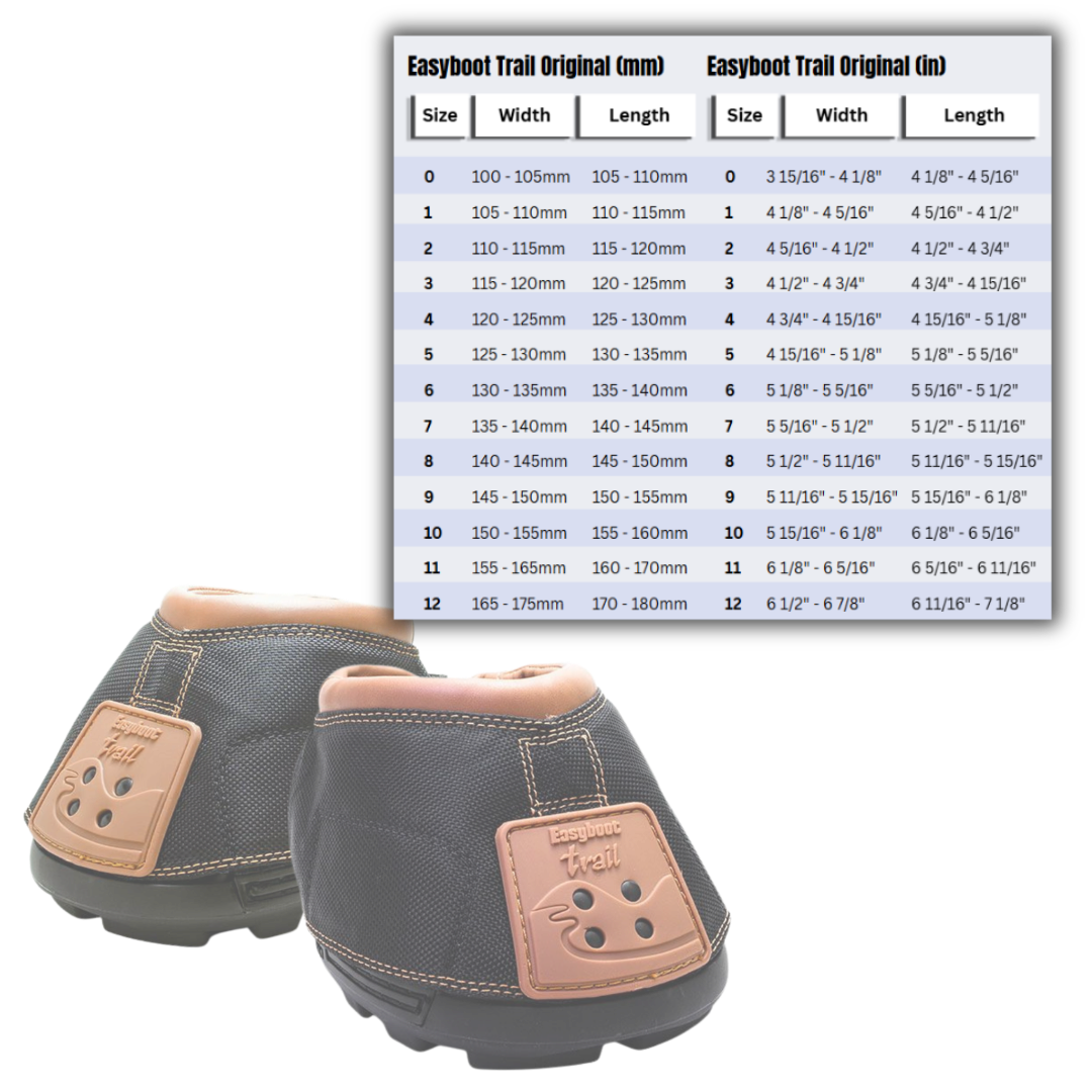 Easyboot Trail Original Boots and Size Chart