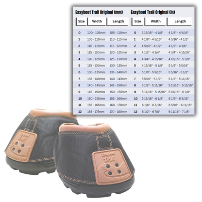 Easyboot Trail Original Boots and Size Chart