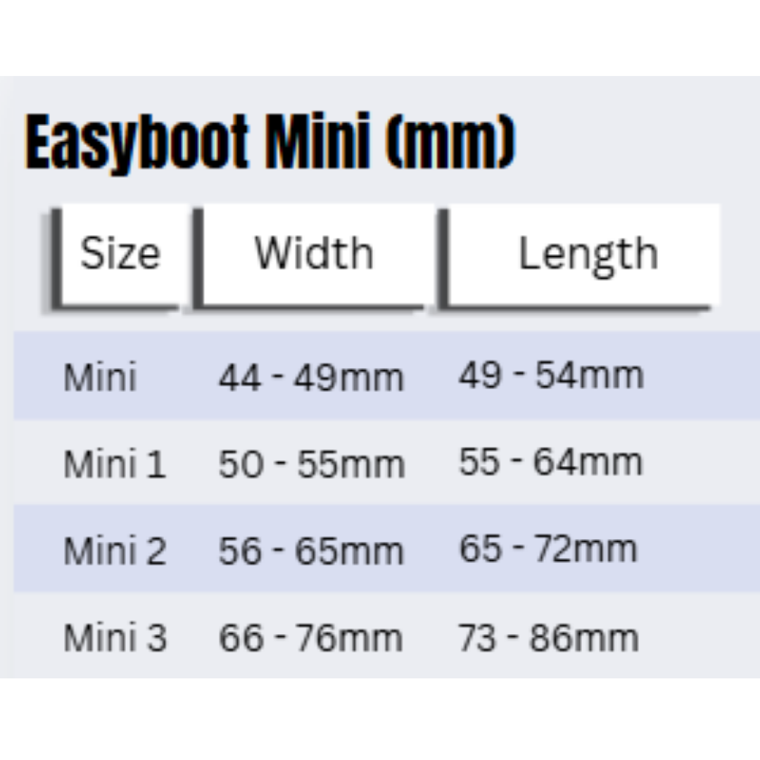 Easyboot Mini Size Chart