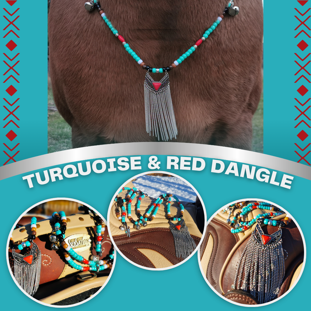 Turquoise & Red Dangle Rhythm Beads by Sarandipity Designs