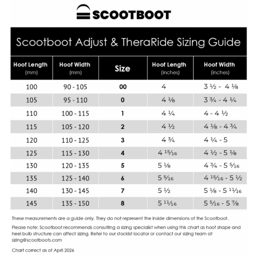 Scootboot Adjust & TheraRide Sizing Guide
