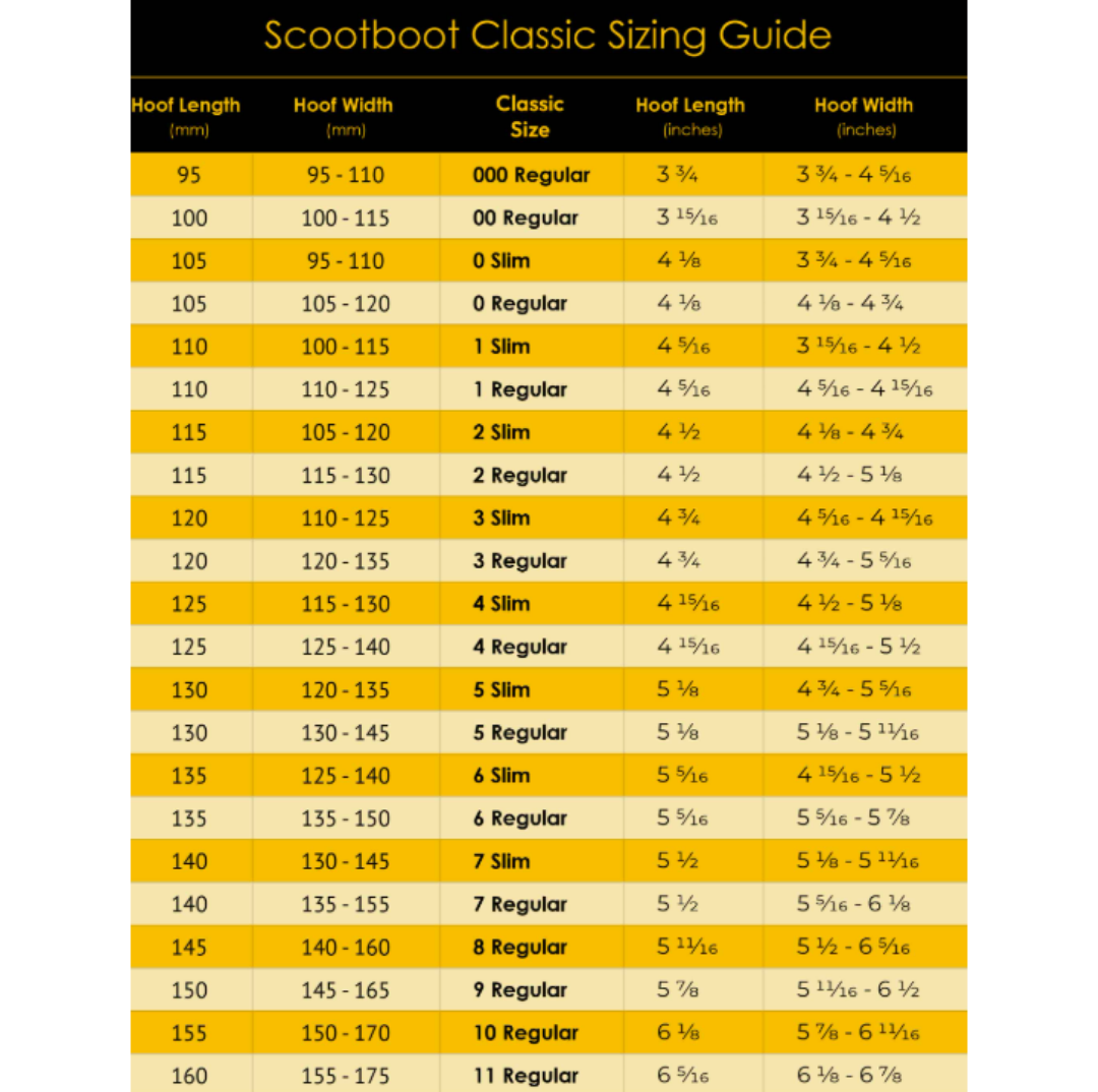 Scootboot Classic Sizing Guide