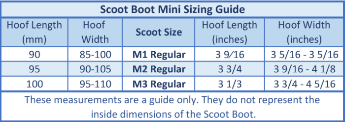 Scoot Boot Classic Mini Sizing Shell Guide
