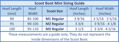 Scoot Boot Classic Mini Sizing Shell Guide