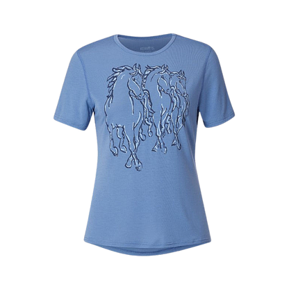 Kerrits Dancing Horse Tee in Lake Colour Front View