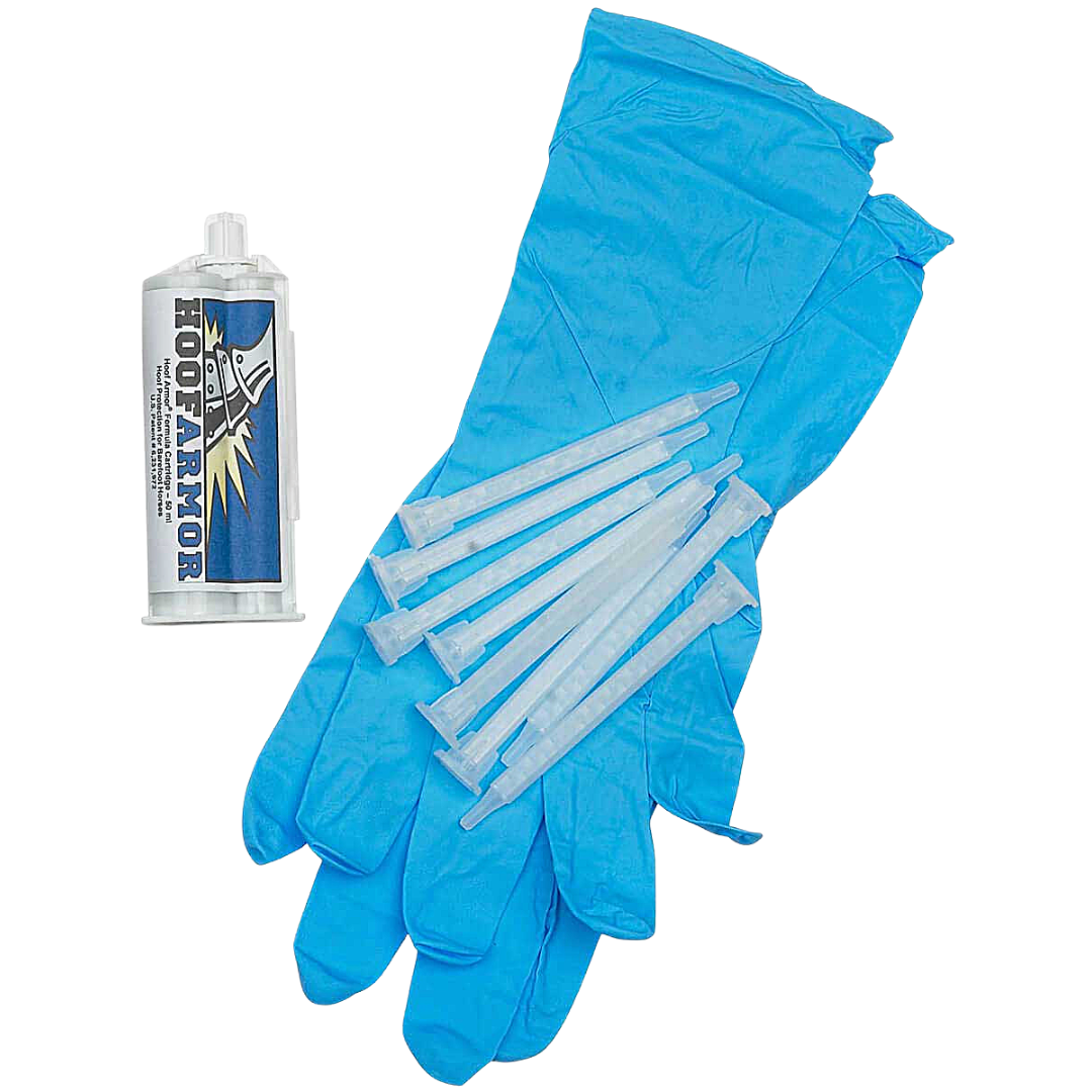 Hoof Armor Refill Kit with 2 Gloves, 8 Tips & 50ml Tube