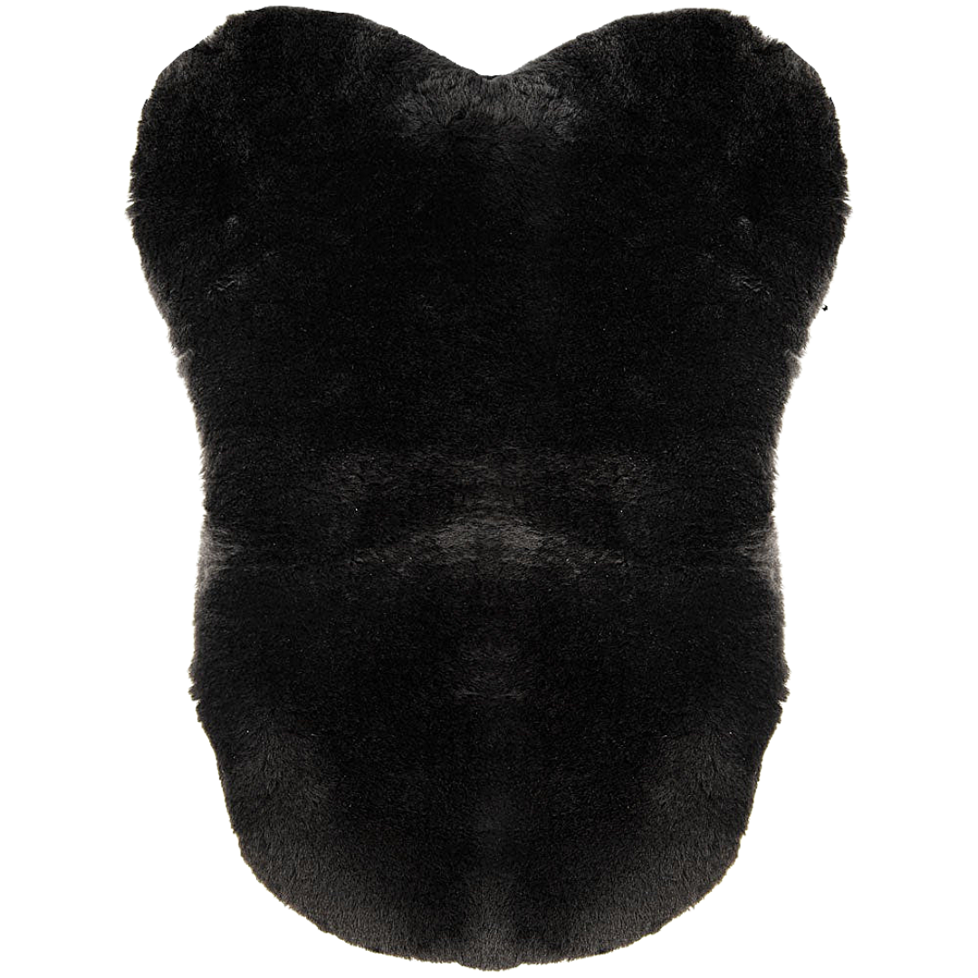 JMS Large English Sheepskin Saddle Cushion in Black Top View