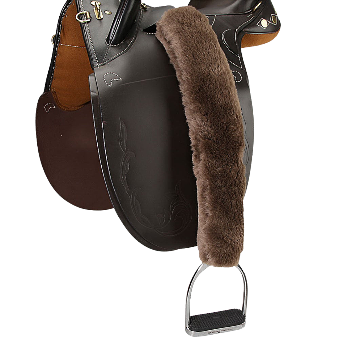 Sheepskin 1" Stirrup Leather Covers Pair - 14" Velcro Saddle Cover Dark Slate Gray