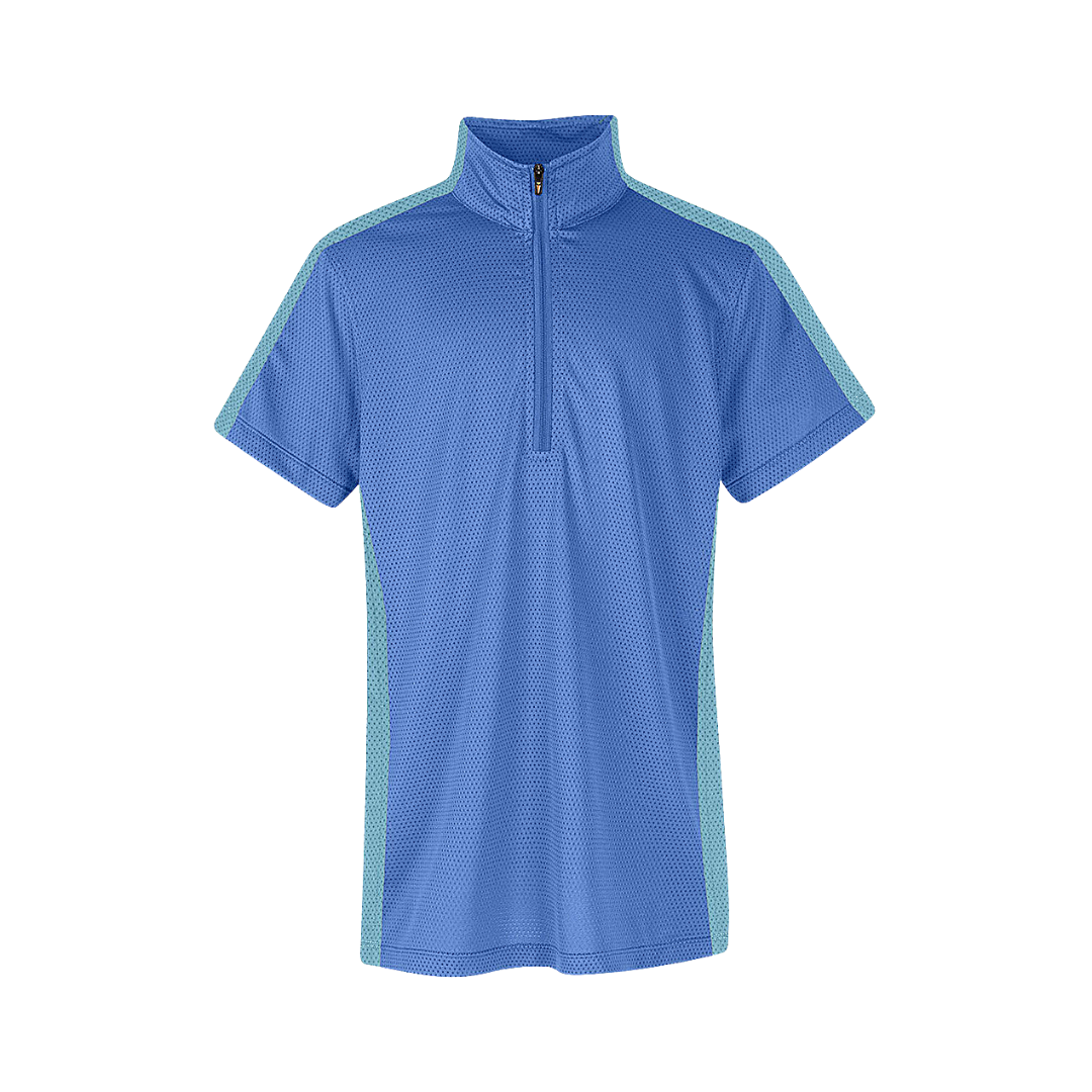 Kerrits Kids Cool Ride Ice Fil Short Sleeve Riding Shirt in Bluebird Front View