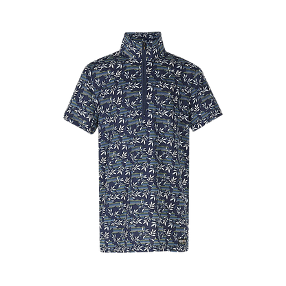 Kerrits Kids Cool Ride Ice Fil® Short Sleeve Riding Shirt Indigo Striped Horse Print Front View