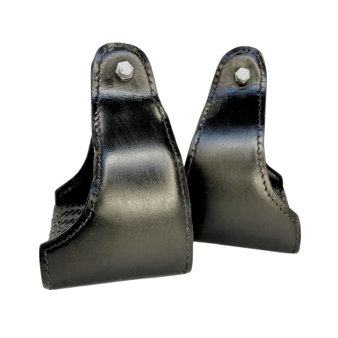 Leather Covered Endurance Stirrups - Narrow Neck Stirrups Dark Slate Gray